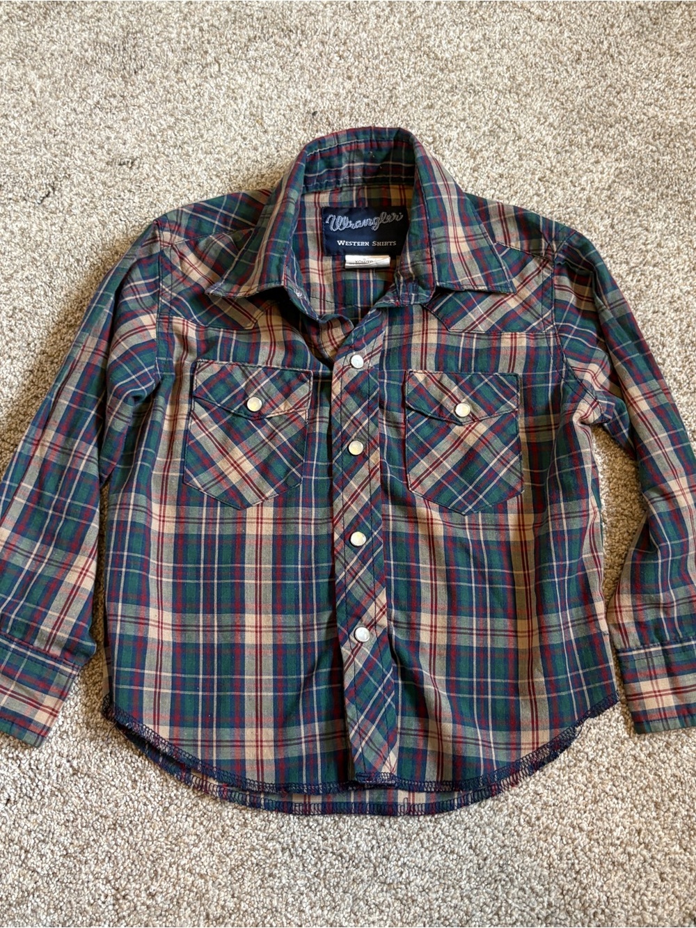 Wrangler Toddler Boys Dress Shirt Pearl Snaps XS Size 3-4T Cowboy Rodeo Western